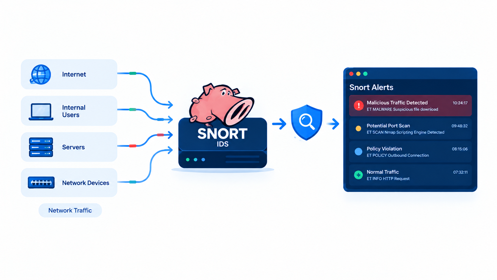 Snort IDS: Detecting Suspicious Network Traffic